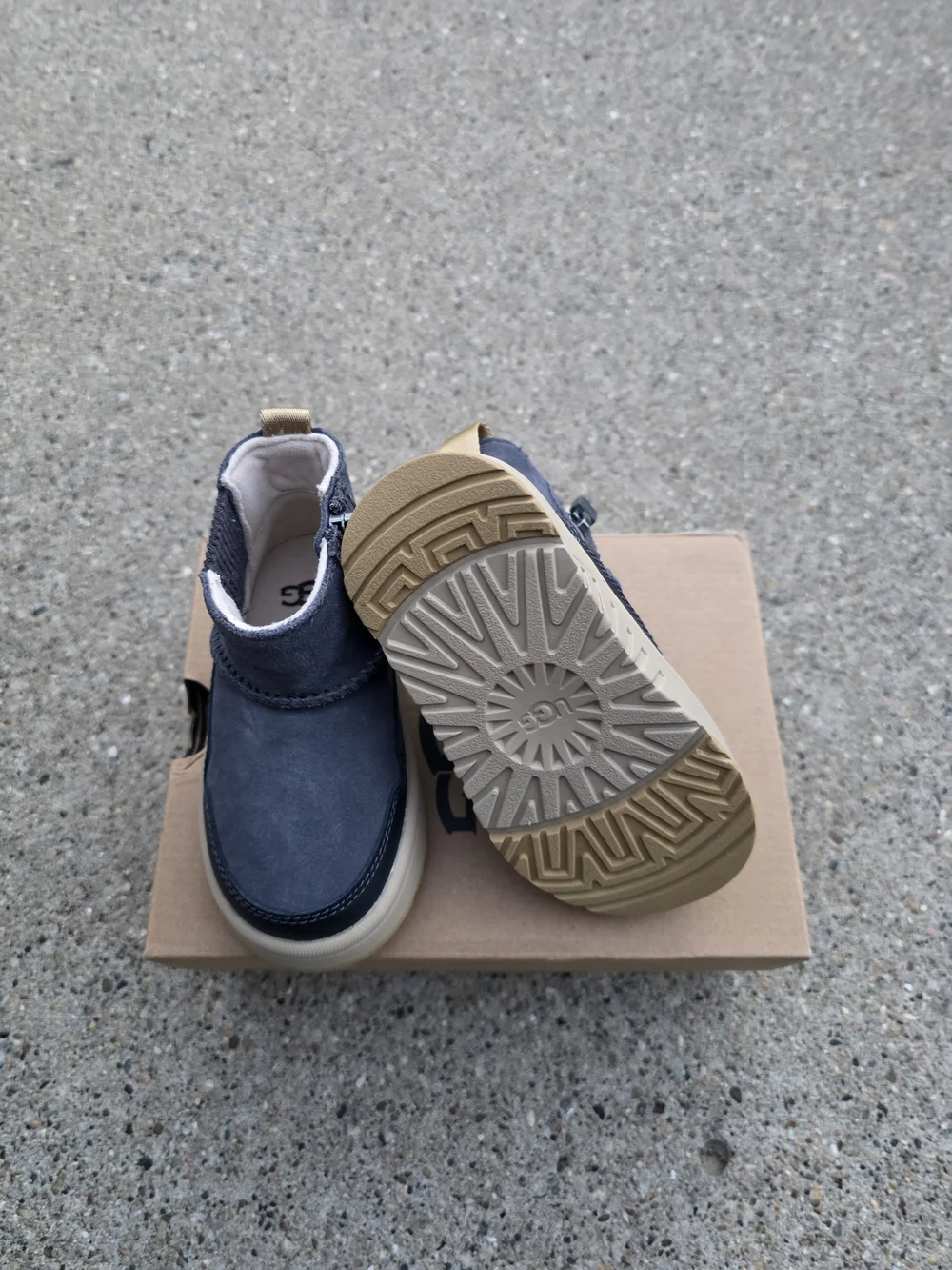 UGG Kids Grey Suede Ankle Boots - Casual Slip-On Toddler Boys 6K